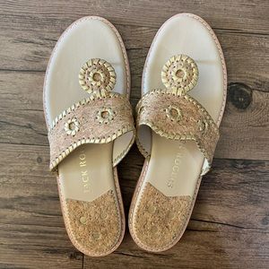 NEW Jack Rogers Cork + Gold sandals sz 10